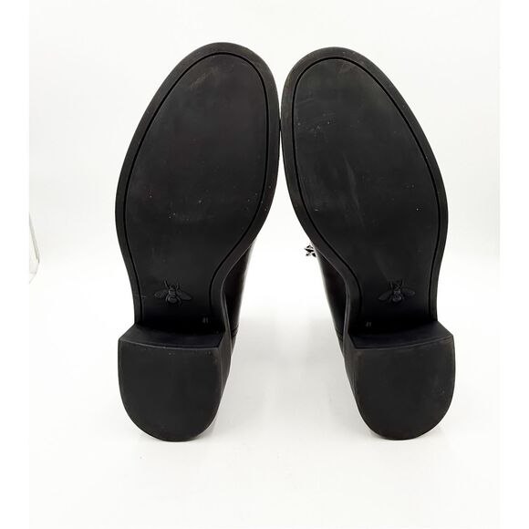 Gucci Deva Horsebit Chain Ankle Boots Combat Black Leather EU 41 US 11 - Picture 9 of 10